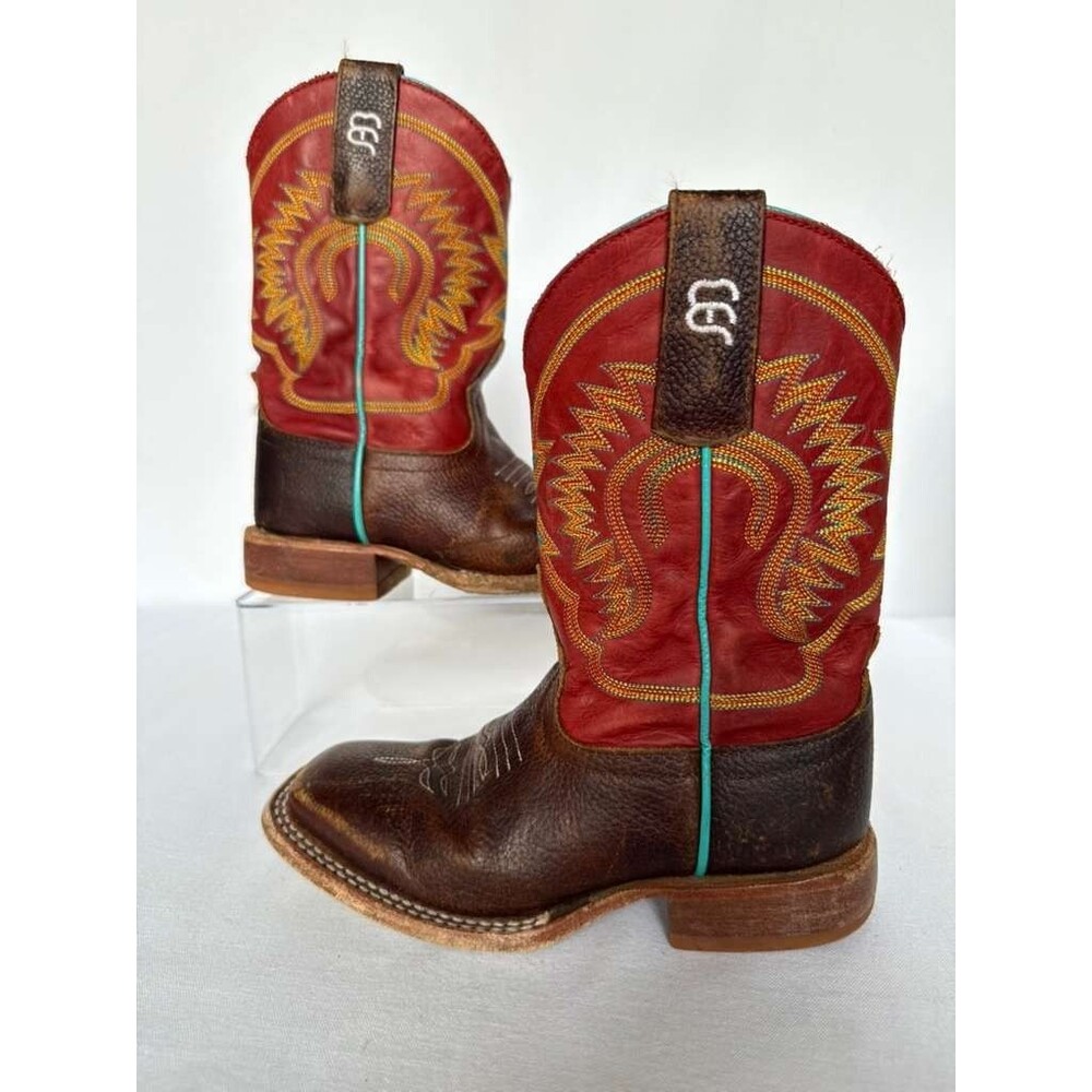 Anderson Bean Cowboy Boots – Kids Size 12 (Brown/Red)